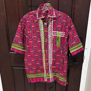 Vibrant Men's Button Down Shirt with Unique Pattern